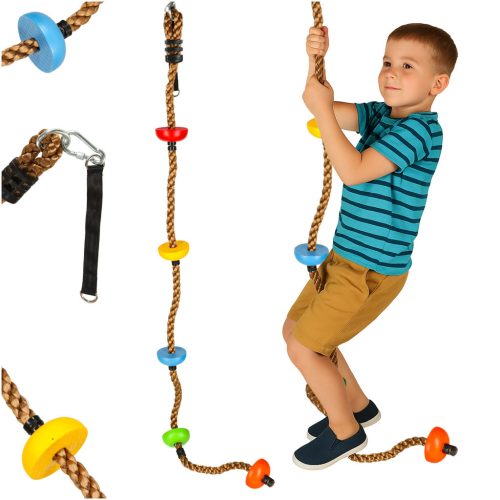 Gyerek mászókötél színes kapaszkodókkal - 200 cm