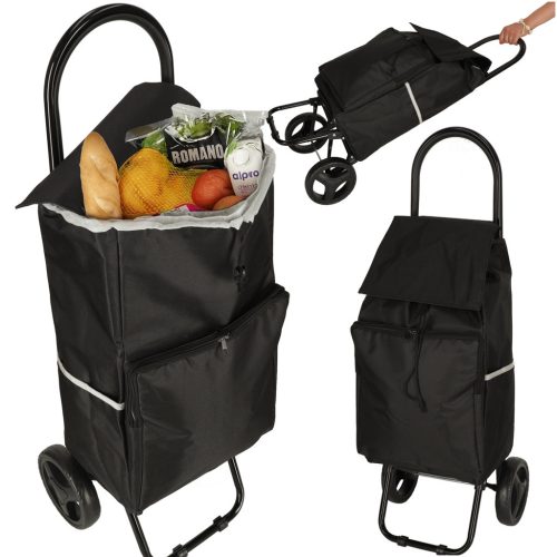Kerekekes Bevásárlókocsi – 100 cm, fekete