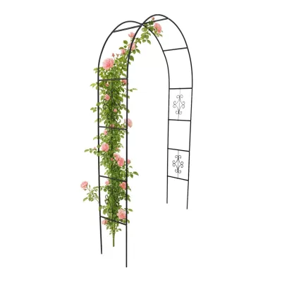   Fém kerti pergola ív – futónövényekhez (240 cm, zöld)