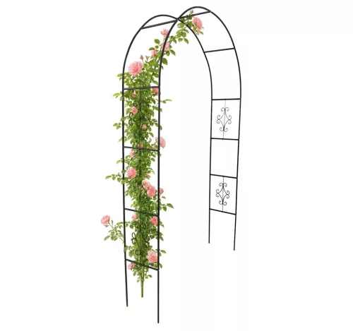 Fém kerti pergola ív – futónövényekhez (240 cm, zöld)