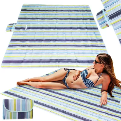   XXL Összehajtható, Vízálló Strandszőnyeg, Piknik Takaró - Kék, 200 x 200 cm
