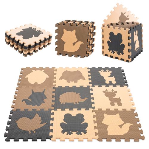 Szivacs puzzle 85x85x1cm #barna-fekete