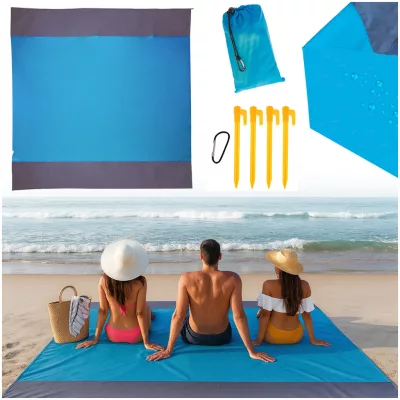   XXL Összehajtható, Vízálló Strandszőnyeg, Piknik Takaró Karabineres Hordtáskával - 210 x 200 cm