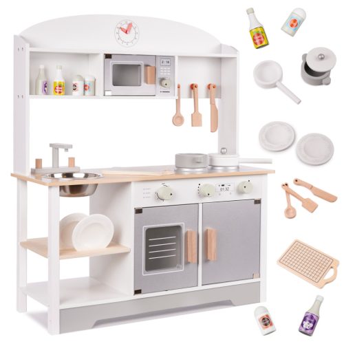Játékkonyha gyerekeknek – 82 cm magas, Modern stílus, kiegészítőkkel