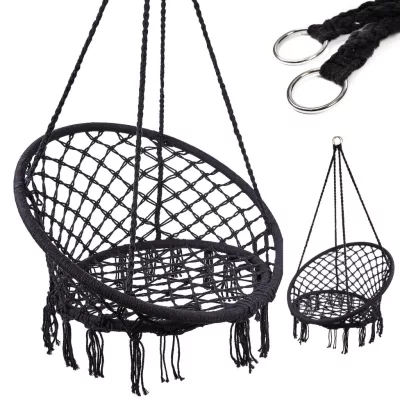 Fészekhinta háttámlával - 80 cm #fekete