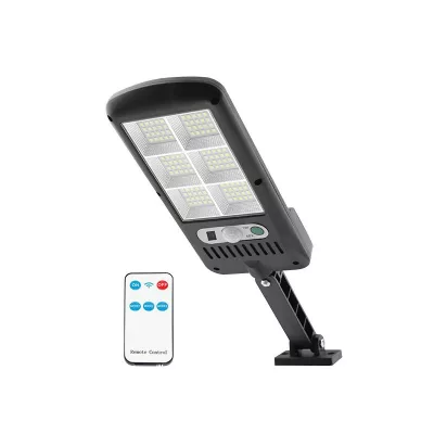   Napelemes kültéri lámpa 120 SMD LED, 24 W, 1800 LM, Mozgás- és alkonyatérzékelős, 1800 Mah-s Akkumulátor, Távirányító