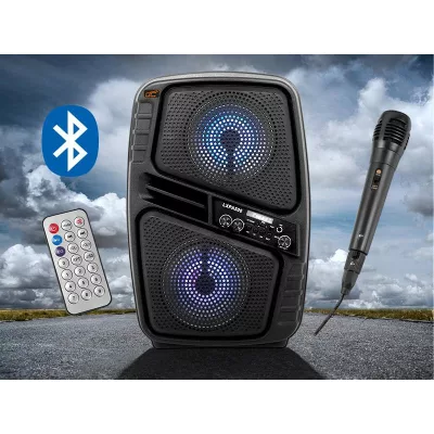   Hordozható Bluetooth Hangszóró Mikrofonnal és Távirányítóval, FM rádió, Karaoke