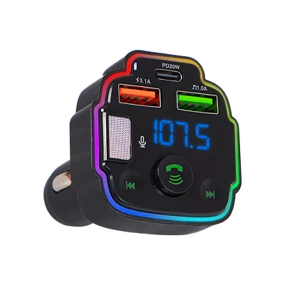   Vezeték nélküli Bluetooth kihangosító, FM transzmitter - 2x USB, 1x USB-C PD