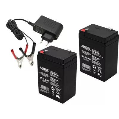 XTREME Gél akkumulátor 2x6V 4,5Ah + töltés készlet 